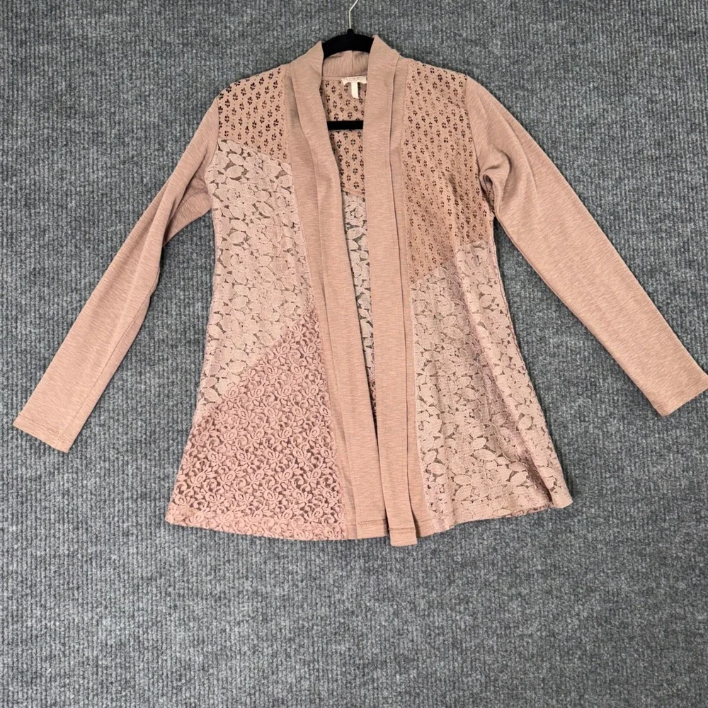 Logo Lavish Womens XS Pink Lace Cardigan Boho Fairy Grunge Whimsy‎ Romantic Top
